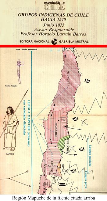 Mapa de la distribución histórica del pueblo Mapuche en Chile y Argentina
