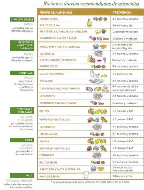 Infografía que muestra las 5 raciones diarias recomendadas de frutas y verduras con ejemplos visuales.