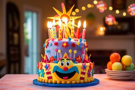Diseñador: Una foto de un pastel de cumpleaños temático espectacular, con un fondo decorado con globos orgánicos y arreglos florales que complementan el diseño del pastel.