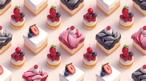 mural de postres decorados con crema batida de diferentes colores