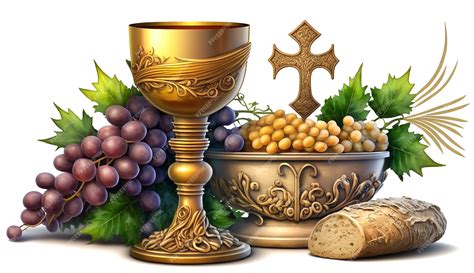 Ilustración de un cordero pascual y un cáliz con vino