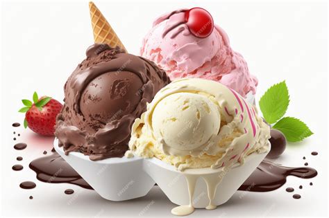 Foto de helado de chocolate y vainilla con galletas y toppings