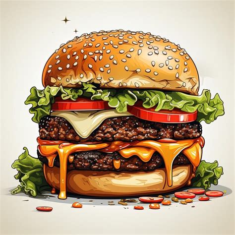 Ilustración de una hamburguesa apetitosa