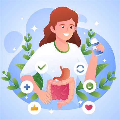 ilustraciones de beneficios para la salud: corazón sano, sistema digestivo, piel radiante.
