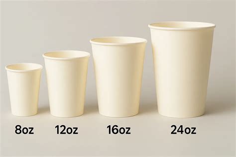 Infografía comparativa de tamaños de copas de helado (3 oz, 12 oz, 16 oz, 32 oz)
