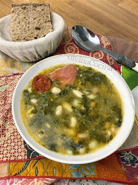 Ingredientes frescos y una lata de caldo gallego