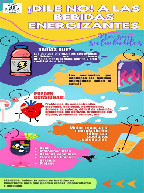 Infografía sobre los efectos de las bebidas energéticas en niños y adolescentes