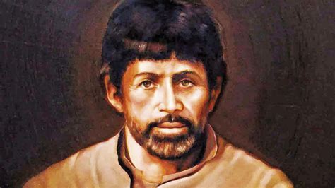 Ilustración de fray Andresito, monje con hábito y estampa de Santa Filomena, atendiendo a un enfermo.