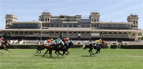 Fotografía antigua de las tribunas del Club Hípico de Santiago con público y caballos en la pista.