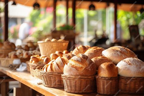Detalle de la variedad de panes artesanales expuestos en La Floresta, destacando su textura y corteza.
