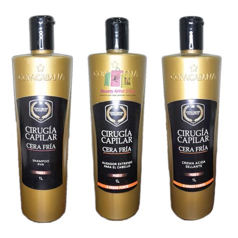 Diferentes productos de la línea Cirugía Capilar Copacabana y sus ingredientes clave