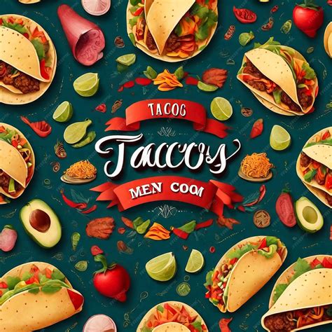 Ilustración de tacos mexicanos variados