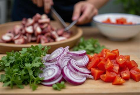 Ingredientes frescos para ensalada: tomates, cebolla, cilantro