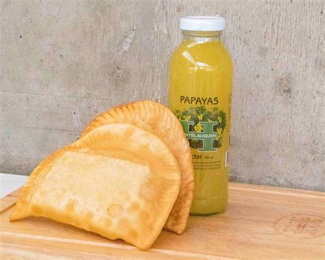Infografía que muestra los productos principales: empanadas, quesos de Huentelauquen y productos de papaya