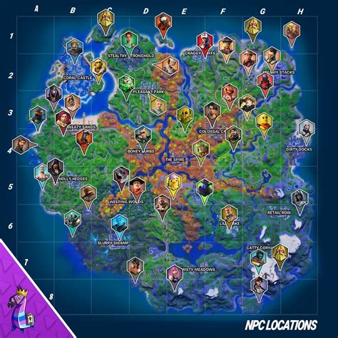Mapa interactivo que muestra las ubicaciones de todos los personajes NPC en la isla de Fortnite Capítulo 4: Temporada 2