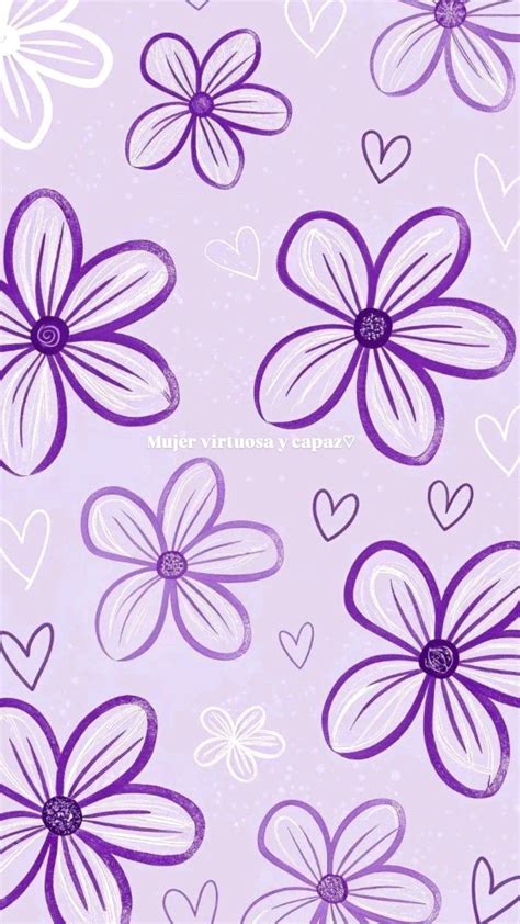 Variedad de fondos de pantalla de color lila pastel con motivos lunares, flores y elementos estéticos.