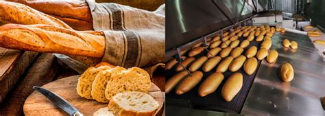 Esquema comparativo entre la elaboración de pan industrial y artesanal