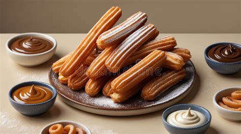 Fotografía de churros artesanales recién hechos con una textura crujiente y dorada