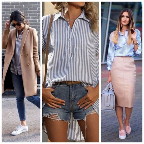 Fotografía comparativa: una camisa de rayas combinada con un pantalón de sastre vs. una opción casual con jeans.
