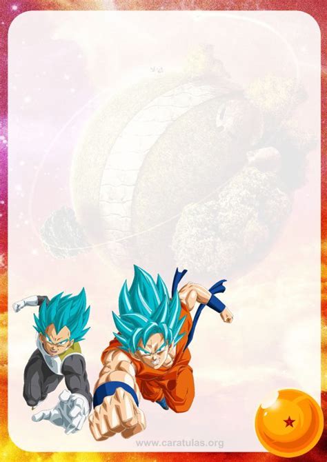Ejemplo de carátulas de carpeta con temática de Dragon Ball Z, diseñadas para organizar materias escolares.