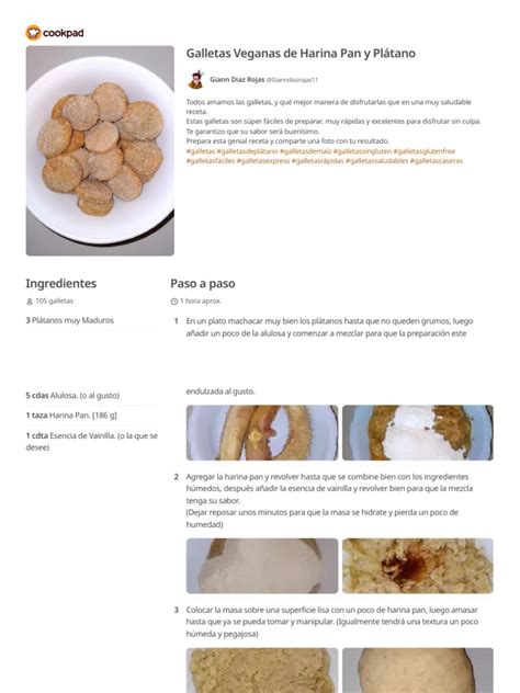 Infografía con los pasos detallados para hacer galletas veganas de harina de arroz
