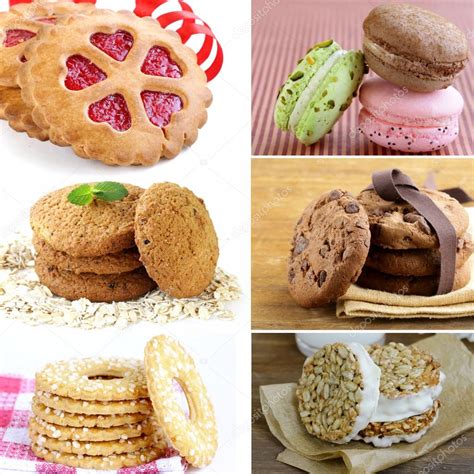 Collage de diferentes tipos de galletas veganas con harina de arroz: chocolate, avena, etc.