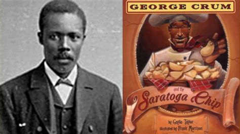 Ilustración de George Crum y la escena del restaurante en Saratoga Springs.