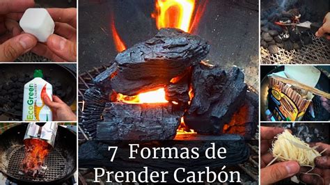 Ilustración de diferentes métodos para encender carbón