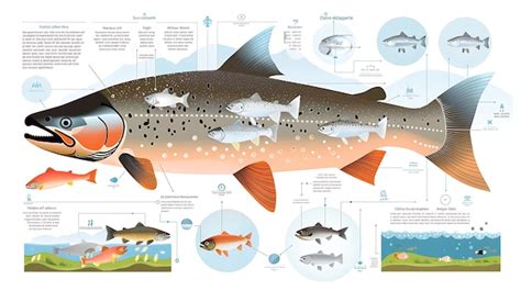Infografía: etapas del ciclo de vida del salmón Atlántico (ova, alevín, parr, smolt, adulto)