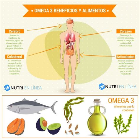 Esquema de los beneficios del Omega-3 para el cuerpo humano
