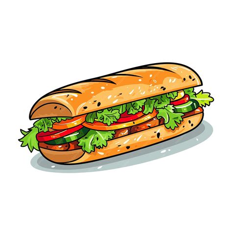 Dibujo de sándwich con capas de lechuga y jamón