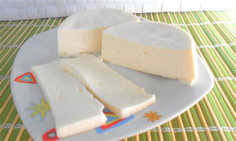 Foto de queso fresco casero cortado en un plato