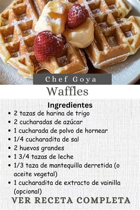 Infografía con los ingredientes y pasos clave para la receta de waffles a la cerveza.