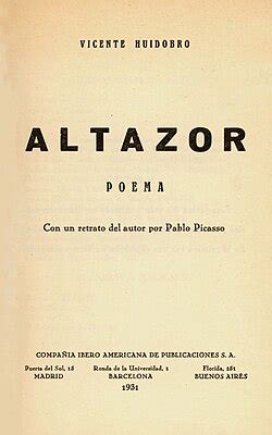 Portada histórica de la edición original de Altazor (1931)