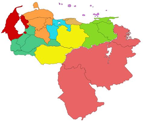Mapa de Venezuela con énfasis en la región central