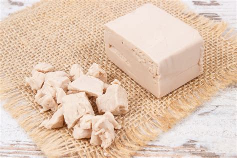 Foto de cubos de levadura fresca prensada