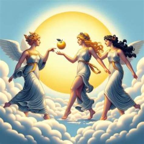 Ilustración clásica que representa a la diosa Eris lanzando la manzana dorada entre los dioses del Olimpo durante el banquete de bodas.