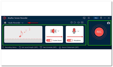 Captura de pantalla de la interfaz de AnyRec Screen Recorder mostrando los pasos para grabar.