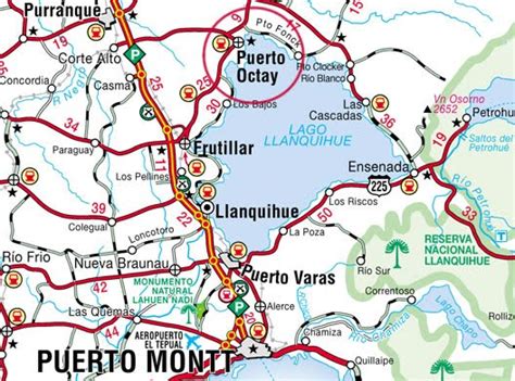 Mapa de ubicación de Puerto Octay a orillas del lago Llanquihue con vistas a los volcanes Osorno y Puntiagudo