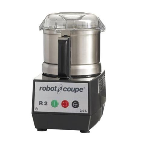 Esquema o vista frontal del procesador de vegetales Robot Coupe R 301 con sus accesorios de corte