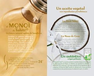 Infografía de los ingredientes principales del Monoï de Tahití