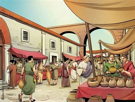 Ilustración antigua de un puesto de