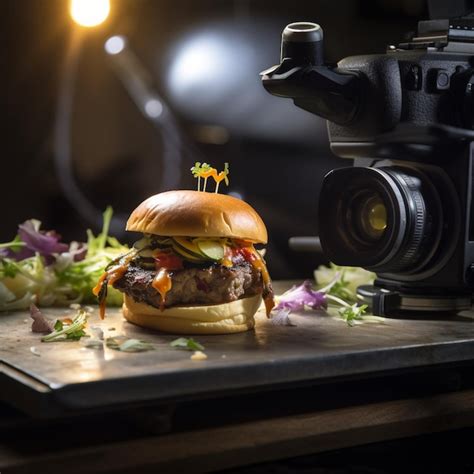Fotografía de una hamburguesa gourmet coronada con una generosa capa de cebolla crujiente