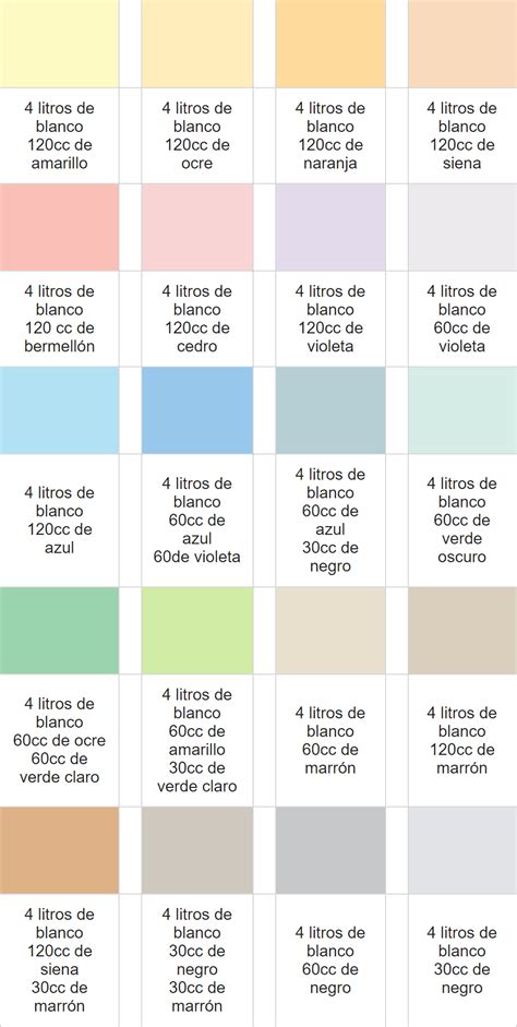 Carta de colores pasteles Eureka mostrando gradaciones tonales.