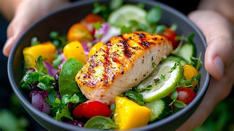 Ensalada de pescado servida en un bol con aderezo