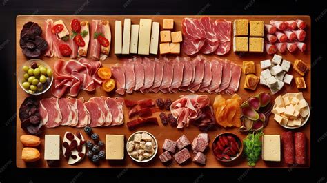 ejemplo de tabla mixta de carnes y quesos, con variedad de ingredientes