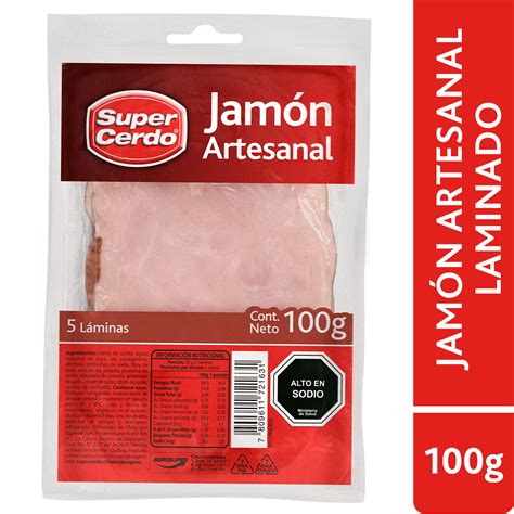 Infografía comparativa de tipos de jamón (laminado, pluma, artesanal), mostrando sus características y usos.