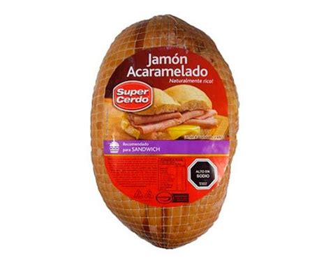 Fotografía del Jamón Acaramelado Super Cerdo entero, resaltando su capa caramelizada y brillante.