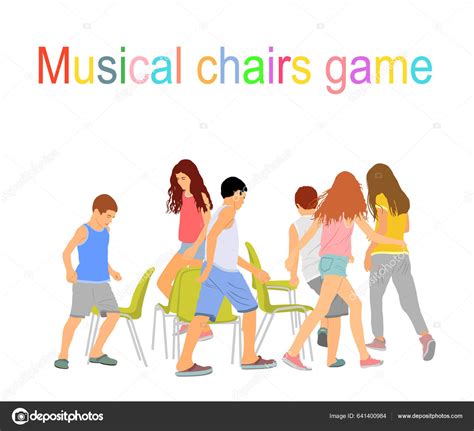 Ilustración de niños jugando a las sillas musicales