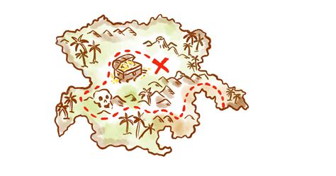 Ilustración de un mapa del tesoro con una X